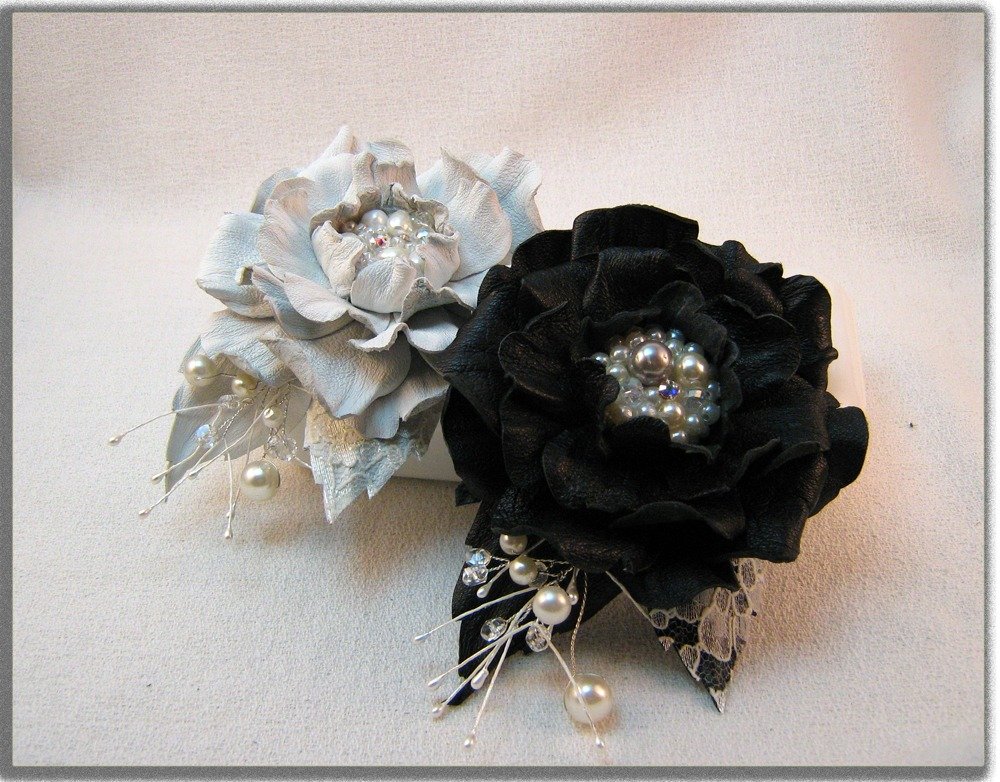 PATIKIL Clip per Capelli a Fiore, Spilla Floreale Forcina Camelia Spilla Fiore in Pelle a Mano per Camicia Elegante Donna Cappello, Rosso