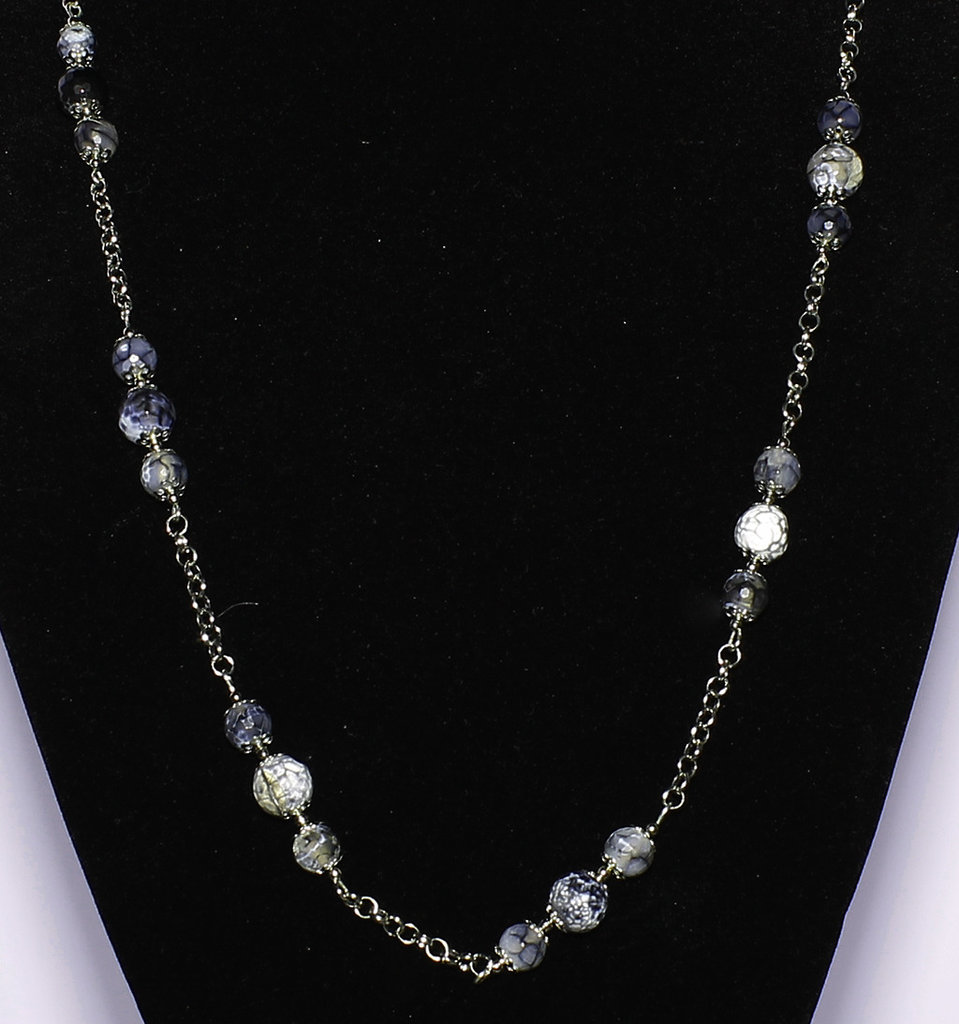 COAI Collana Agata Striata Con Ciondolo Goccia - Pietre Naturali Regolabile Donna