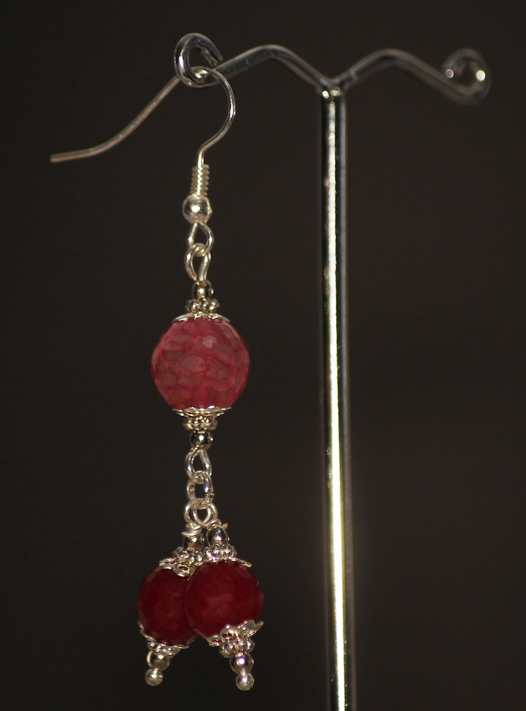 Philip Jones Orecchini Donna Con Tre Pietre E Cristalli Zircondia, Placcati In Argento, Ipoallergenici