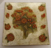 Centrotavola con fiori dipinti antichizzati