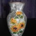 Vaso in vetro con girasoli decorato a decoupage