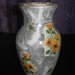 Vaso in vetro con girasoli decorato a decoupage