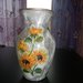 Vaso in vetro con girasoli decorato a decoupage