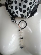 Foulard gioiello con filigrana, perle e cristalli