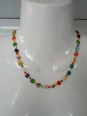 collana girocollo con murrine millefiori e cristallini