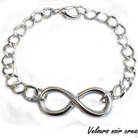 Bracciale simbolo INFINITO wire creato a mano catena argentata unisex uomo donna