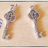 30 Ciondoli A Forma Di Chiave Vintage Argento - Con Motivi Cuore E Fiocco, Per Bijoux E Crafts - Foto 7