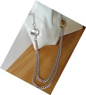 collana lunga doppia catena color argento