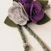 Spilla in panno - rose viola grigio