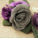 Spilla in panno - rose viola grigio