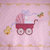 copertina rosa per culla con carrozzina ricamata e fiocco con punto swarovski NEWBORN1