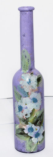 Bottiglietta porta essenze con fiori e sfondo lilla