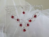 Collana in argento e cristalli Swarovski color rubino - cod. A13