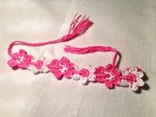 Bracciale braccialetto fiori flowers 2 tonalità (mod. 2) fatto a mano all'uncinetto in cotone di vari colori moda (gioielli / bijoux)