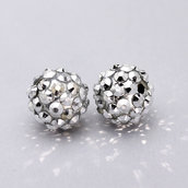 2 perle strass argento