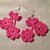 Orecchini 2 fiori fiorellini flowers pendenti fatti a mano all'uncinetto in cotone di vari colori moda (gioielli / bijoux)