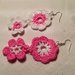 Orecchini fiori flowers doppi pendenti 2 tonalità fatti a mano all'uncinetto in cotone di vari colori moda (gioielli / bijoux)