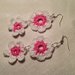 Orecchini fiori flowers doppi pendenti 2 tonalità fatti a mano all'uncinetto in cotone di vari colori moda (gioielli / bijoux)