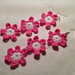 Orecchini fiori fiorellini fowers 2 tonalità tripli 3 pendenti fatti a mano all'uncinetto in cotone di vari colori moda (gioielli / bijoux)