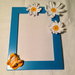 Cornice portafoto azzurra / blu bambino con decorazioni fatte a mano all'uncinetto in cotone