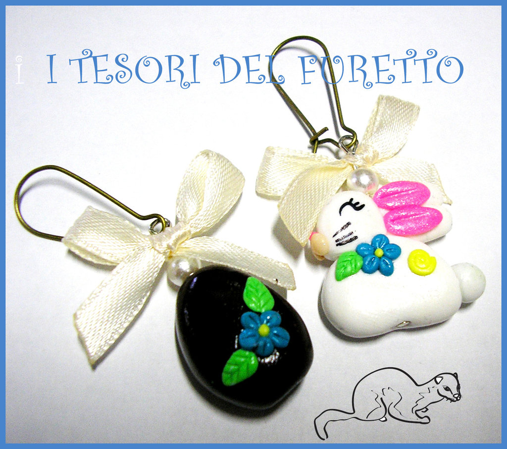 Orecchini Pasqua Orecchini A Bottone Pasquali - 2 Paia Coniglietto E Pulcino Uovo, Argento Per Donne E Bambine Orechini Per Chiusura A Bottone