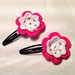 Mollette mollettine forcine per capelli bambina con decorazioni fatte a mano all'uncinetto in cotone (coppia fiori mod. 3)