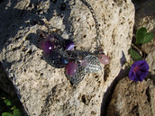 Bracciale con foglie in filigrana e pietre viola