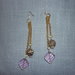Orecchini pendenti contrasto oro e argento con rosa e perle a rombi