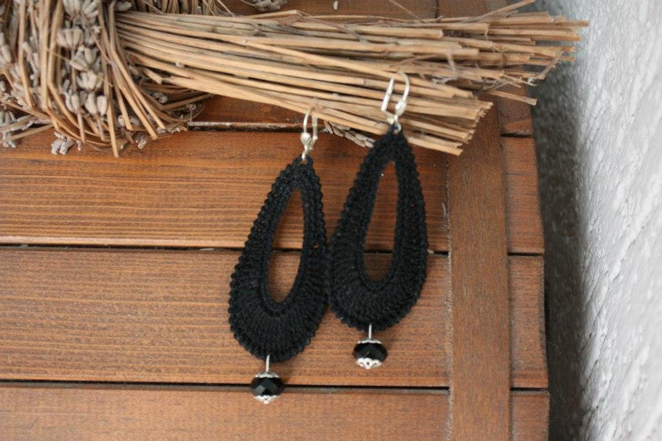 Orecchini Boho In Onice Nero Ovale - Borchie Vintage Con Cristallo Nero E Zirconi - Oro Rosa - Gioielli Artigianali Per Donna