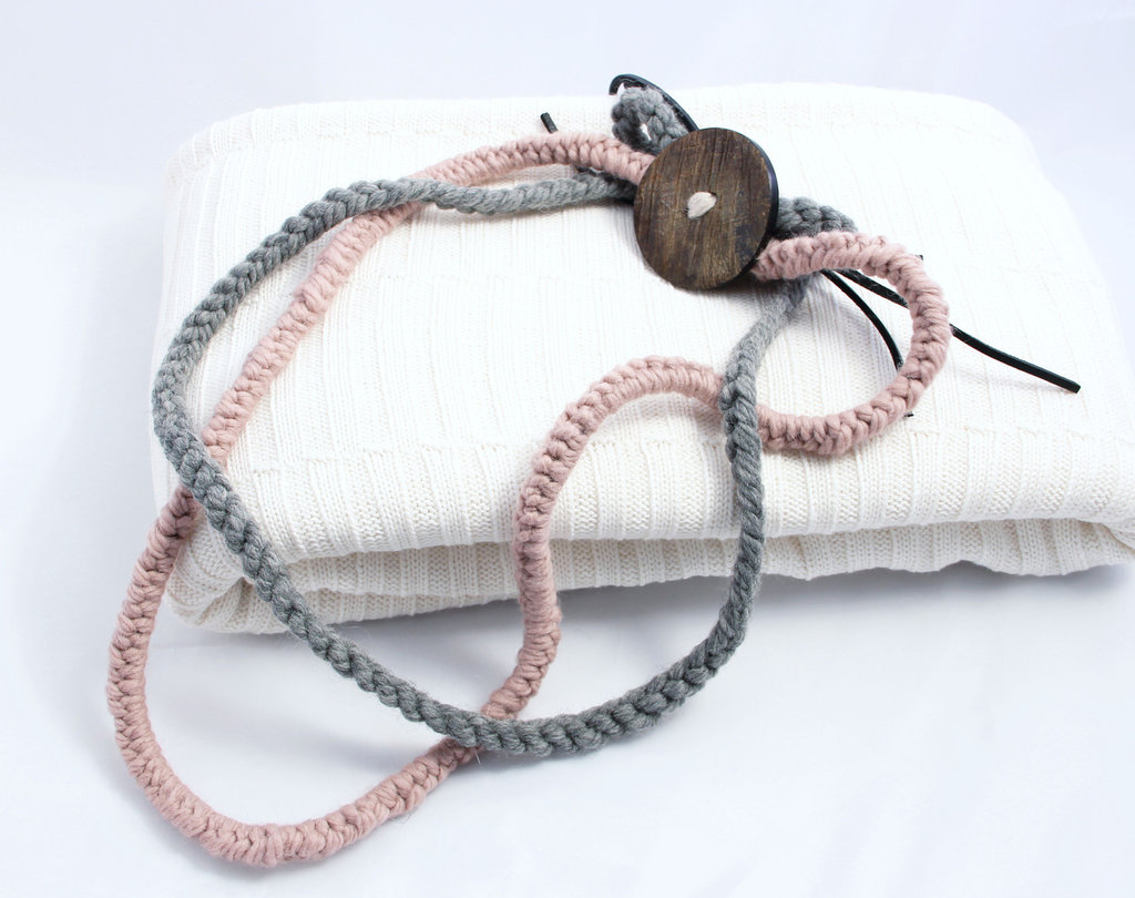 Avalaya Collana Lunga In Legno Con Perline A Bottone – Viola/Marrone/Nero – 80 Cm – Senza Chiusura