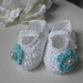 Scarpine baby ballerine bianche, di cotone, lavorate all'uncinetto 0-3 mesi
