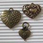 3 charms cuore in bronzo