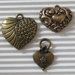 3 charms cuore in bronzo