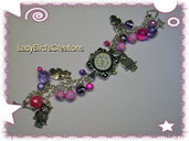 Orologio bracciale con charm pendenti - rosa/viola -