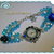 Orologio bracciale intrecciato con cristalli di Boemia - azzurro -