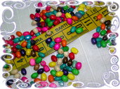 100 Perline ovaline in legno, vari colori, mix colori, 8x5 mm