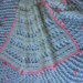 Copertina ad Uncinetto in Lana Bianca con Fiorellini Rosa, 70x70 cm, Perfetta per Photo Prop, Battesimo o Regalo