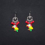 Orecchini Pendenti Di Pappagalli in Argento Sterling 925 Placcato Oro
