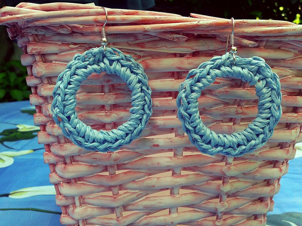 Orecchini Pendenti Fatti A Mano In Rattan E Rafia – Doppio Cerchio, Bohémien, Per Matrimoni E Look Estivi