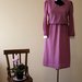 Pink 1980's vintage polyester secretary dress with white collar and wrists and black ribbon, Made in U.S.A.