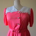 Pink and white 1980s summery vintage polyester secretary/day dress.