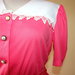 Pink and white 1980s summery vintage polyester secretary/day dress.