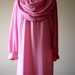 Baby pink XL size 1980s vintage polyester secretary/day/ evening dress.