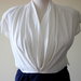 Dark blue and white 1980's elegant secretary acetate and rayon dress, Made in U.S.A. Excellent condition.