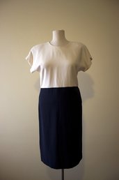 Black and white 1980's vintage triacetate/ polyester dress