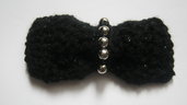 Le Spille Artigianali/Black crochet bow pin