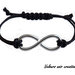 bracciale simbolo infinito uomo donna metallo wire cordino nero macramè unisex