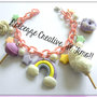 Bracciale kawaii colori pastello : zucchero filato, arcobaleno, stelle, perle, donut, leccalecca, panna