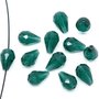 Perle in Mezzo Cristallo Vetro Sfaccettate colore Verde malachite a Goccia 14x10mm 