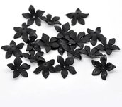 Perle Fiore Glassato in Acrilico Nero 28x7mm 